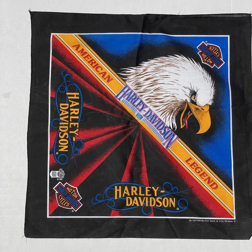 New VTG Harley Davidson Scarf Bandanna Eagle Flag 21